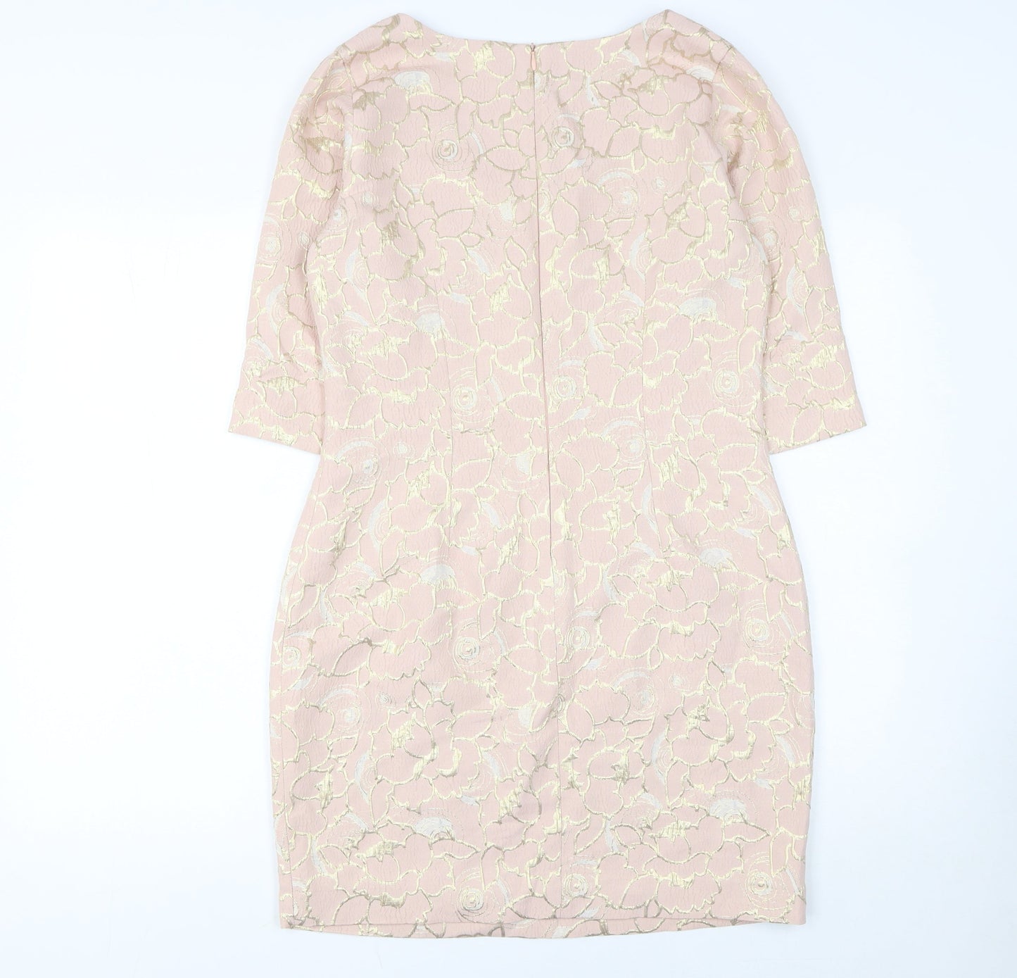 Cristina Barros Womens Pink Floral Jacquard Sheath Dress Size 10