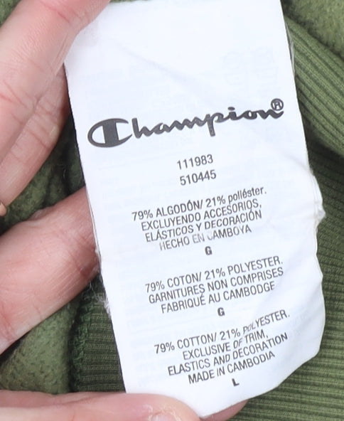 Champion Womens Green Pullover Hoodie Size L Cotton Blend Casual