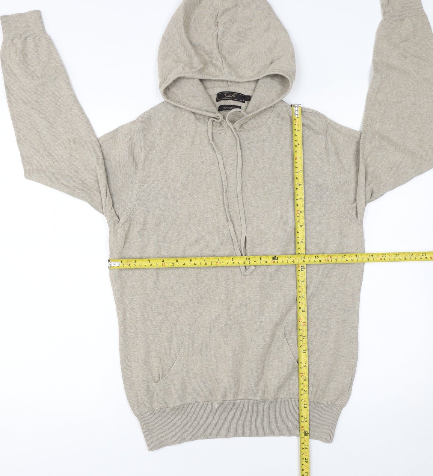 Destello Womens Beige Small 100% Cotton Pullover Hoodie