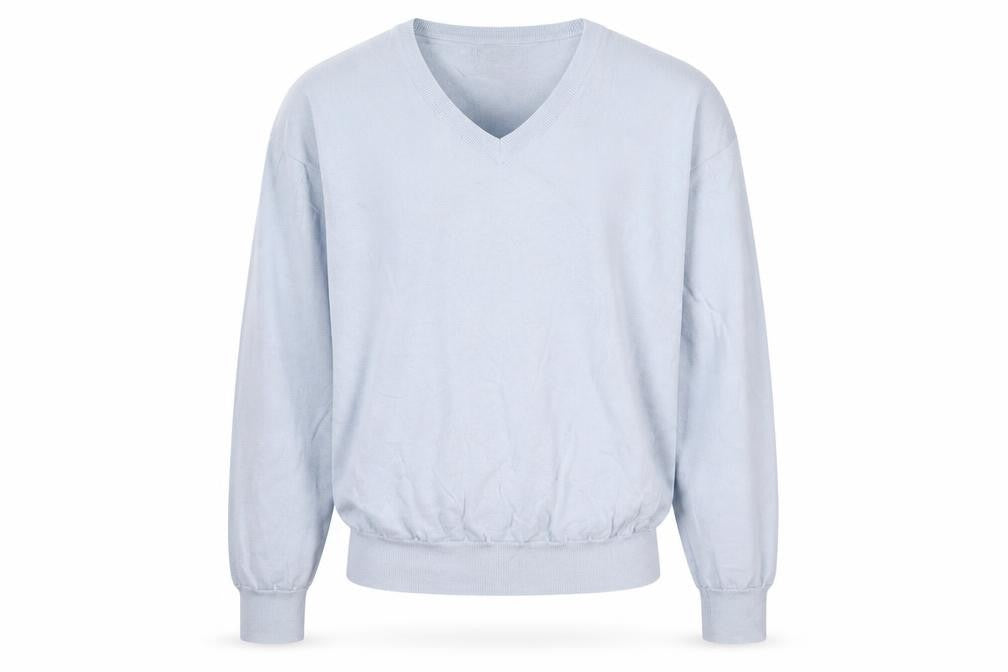 Kartel Men Blue Wool V-Neck Jumper Size L Knit Sweater