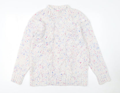 Savida Women's Ivory Speckled Cable-Knit Jumper Size 12