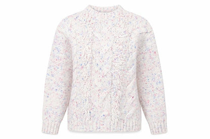Savida Women's Ivory Speckled Cable-Knit Jumper Size 12