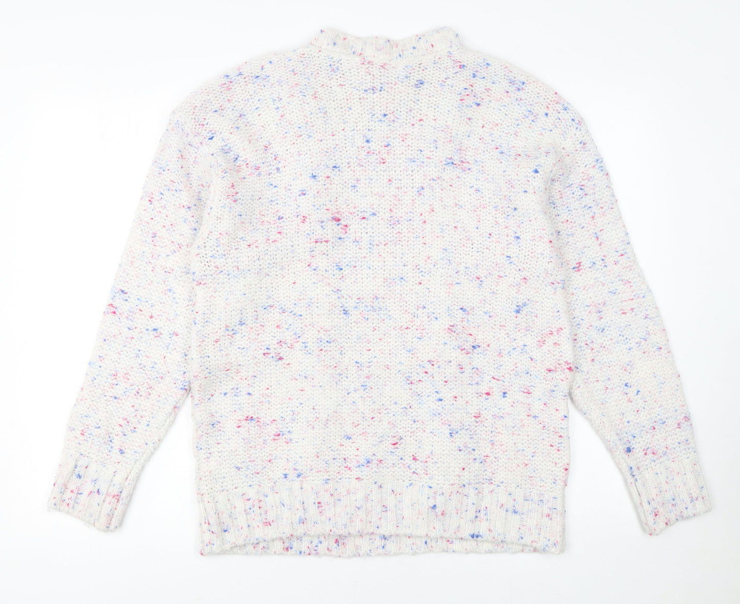 Savida Women's Ivory Speckled Cable-Knit Jumper Size 12
