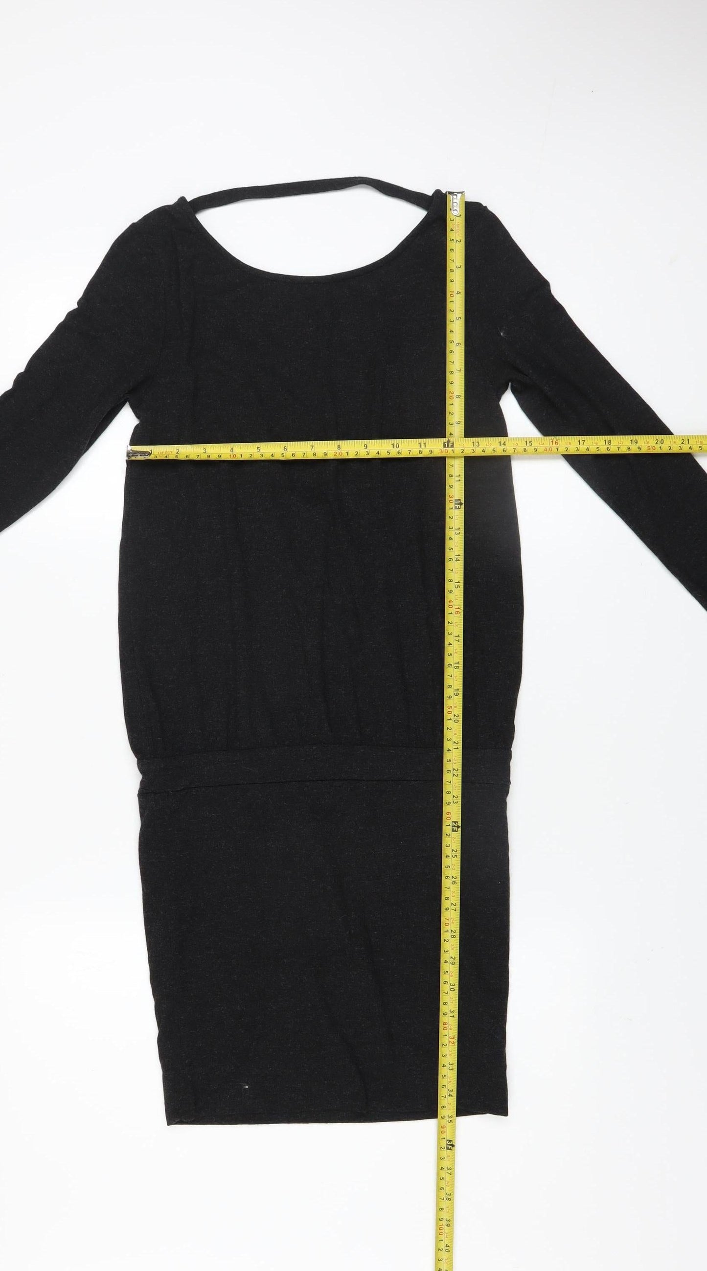 Moss Copenhagen Womens Black XS Bodycon Wool Blend Long Sleeve Dress