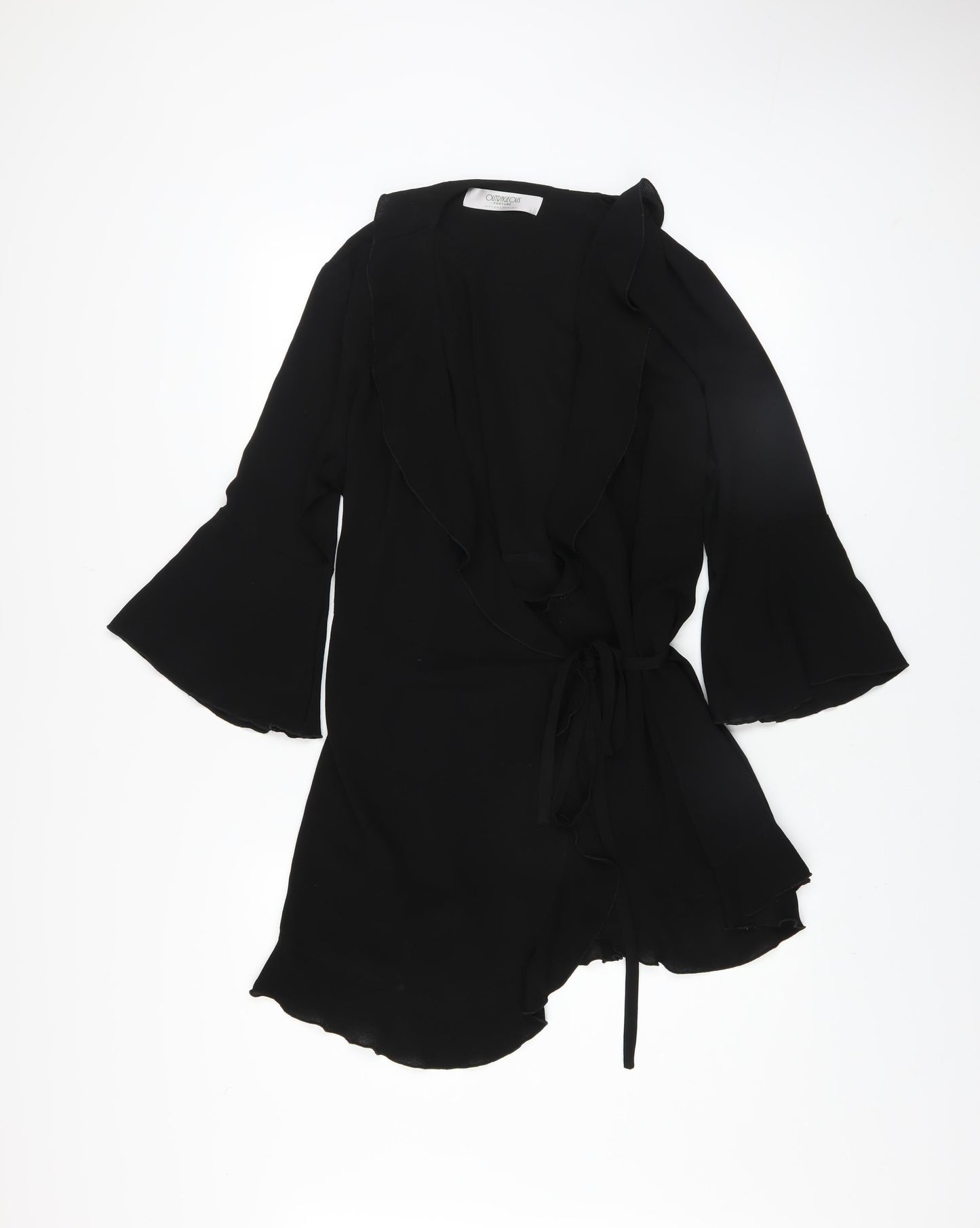 Outrageous Fortune Women’s Black Wrap Dress Size 16 Ruffle 3/4 Sleeve