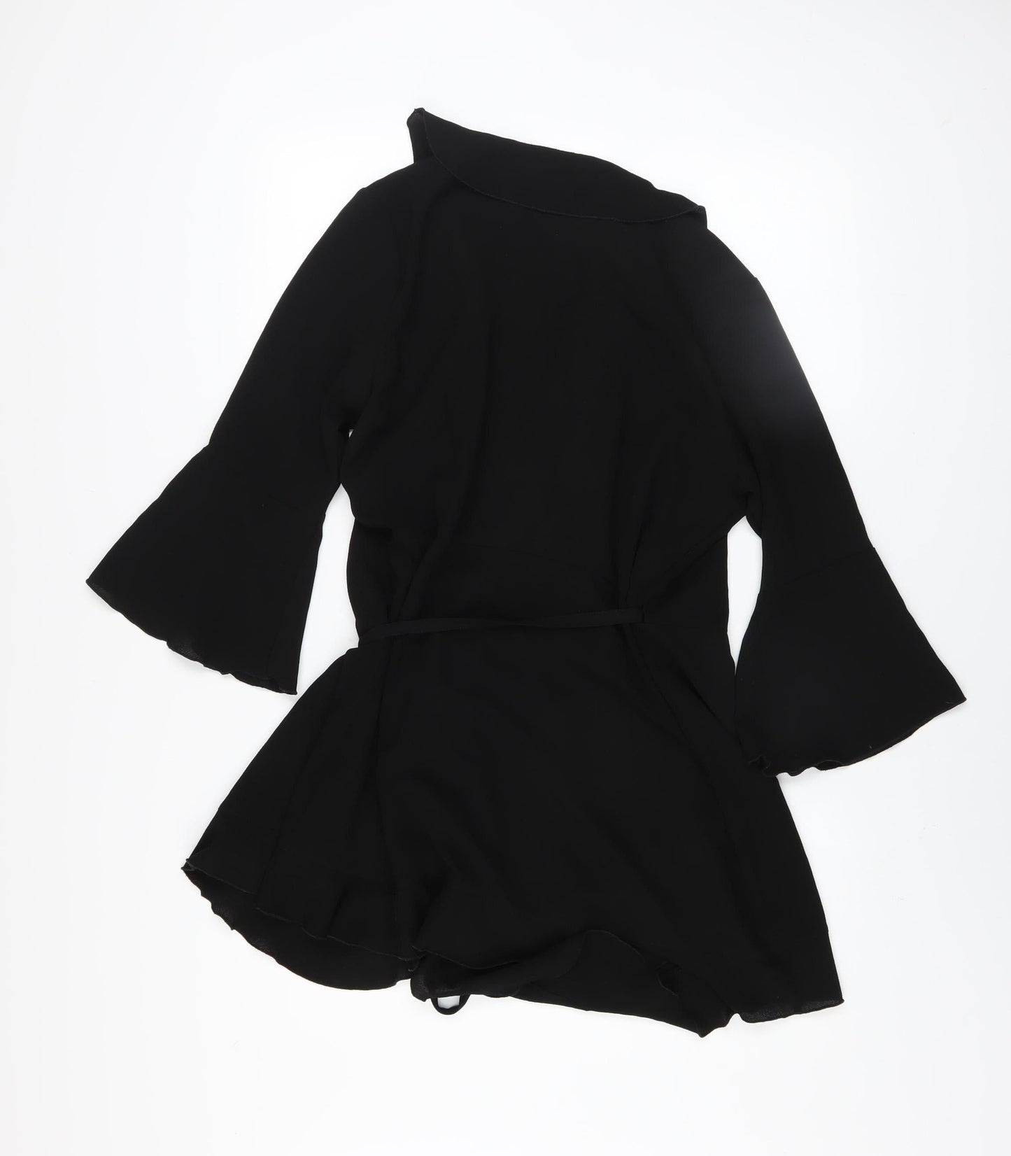 Outrageous Fortune Women’s Black Wrap Dress Size 16 Ruffle 3/4 Sleeve