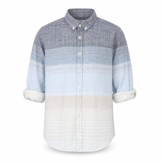 LC Waikiki Men's Blue Striped Cotton Button-Up Shirt Size L Regular Fit