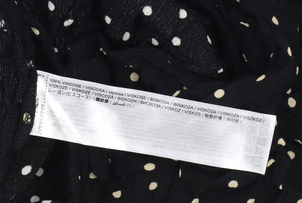 MNG Women's Black Polka Dot Wrap Ruffle Blouse Size 8