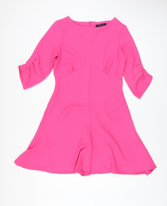 Closet Women’s Pink Fit & Flare Dress Size 12 Half Sleeve Knee Length