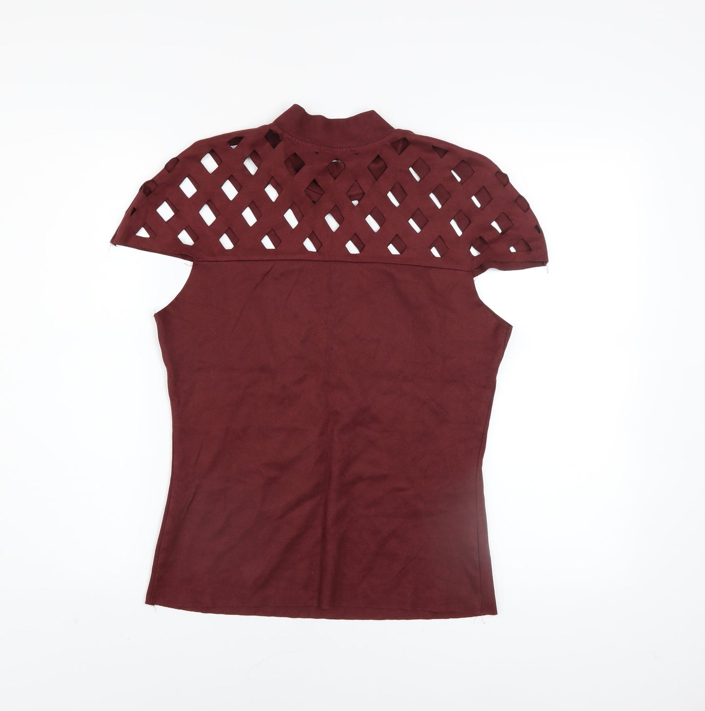 In Vogue Paris Womens Burgundy Mock Neck Cutout Top Size L Polyester Blend