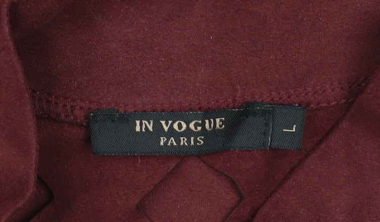 In Vogue Paris Womens Burgundy Mock Neck Cutout Top Size L Polyester Blend