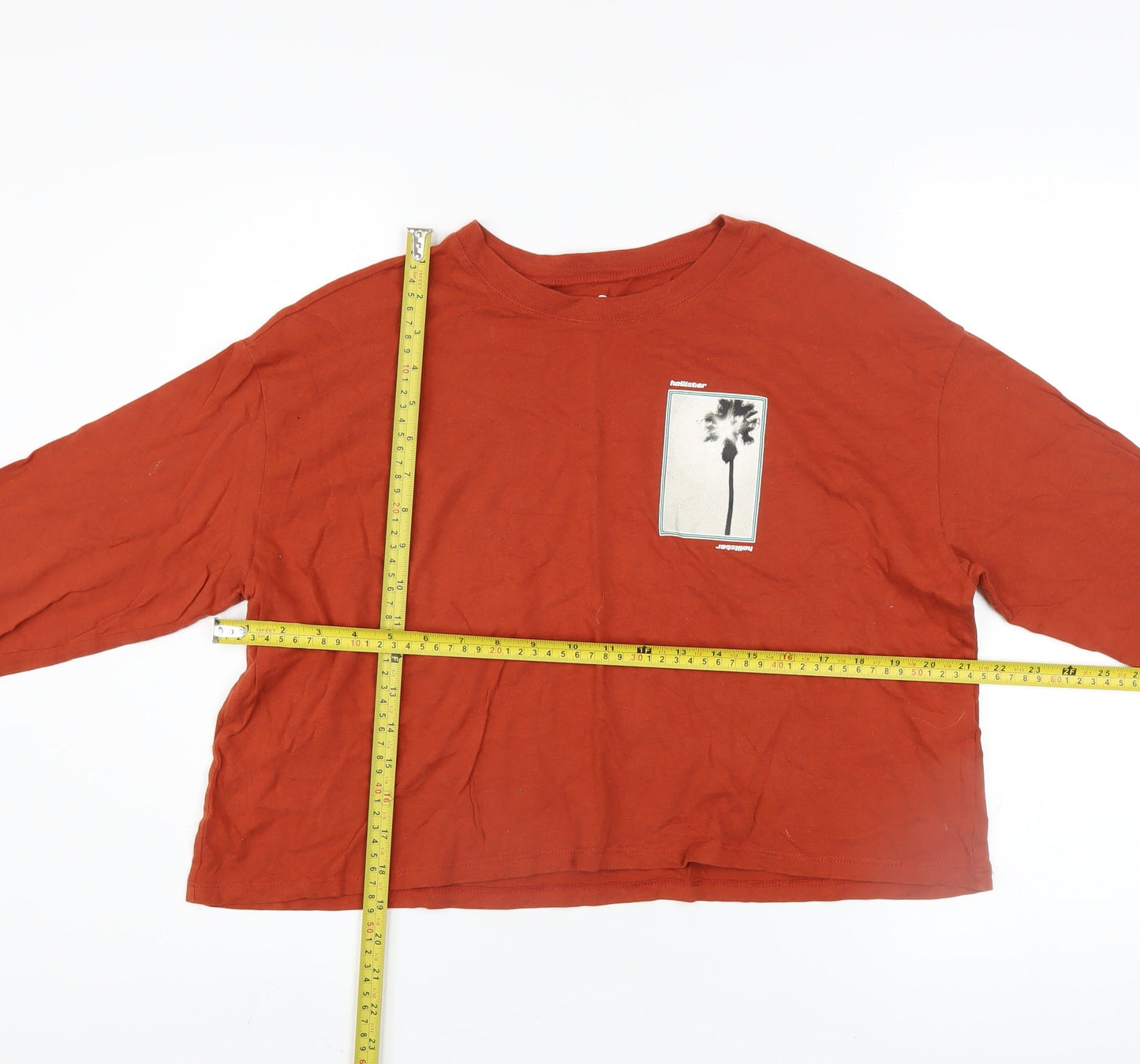 Hollister Womens Brown Cropped Long Sleeve T-Shirt XS
