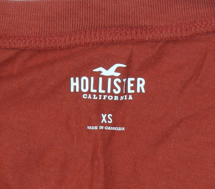 Hollister Womens Brown Cropped Long Sleeve T-Shirt XS