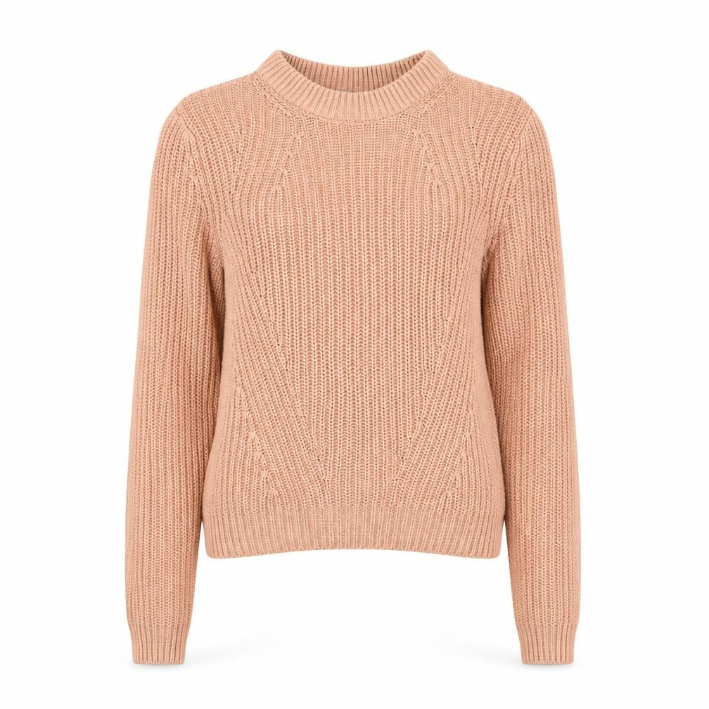 H&M Womens Beige Chunky Knit Mock Neck Pullover Jumper XS