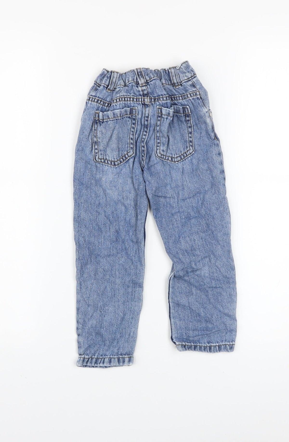 F&F Girls Blue Distressed Straight Jeans 2-3 Years Cotton Denim