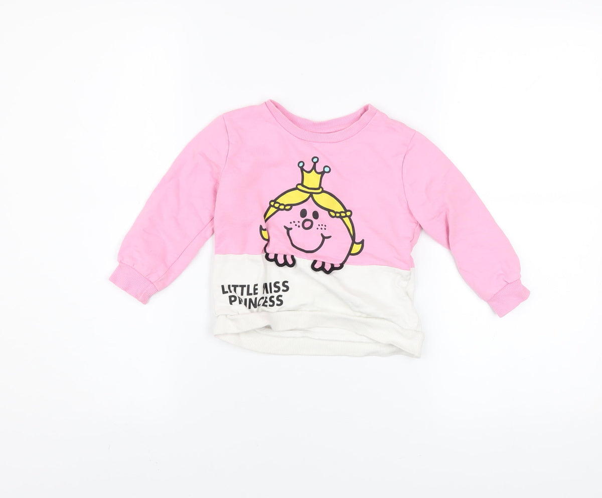 Dunnes Stores Girls Pink Little Miss Princess Pullover Jumper 18-24 Months