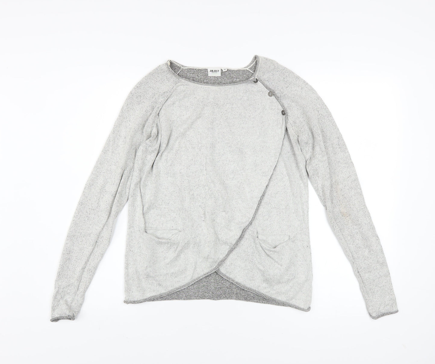 Object Women Grey Wrap Sweatshirt Medium Lyocell Cotton Blend