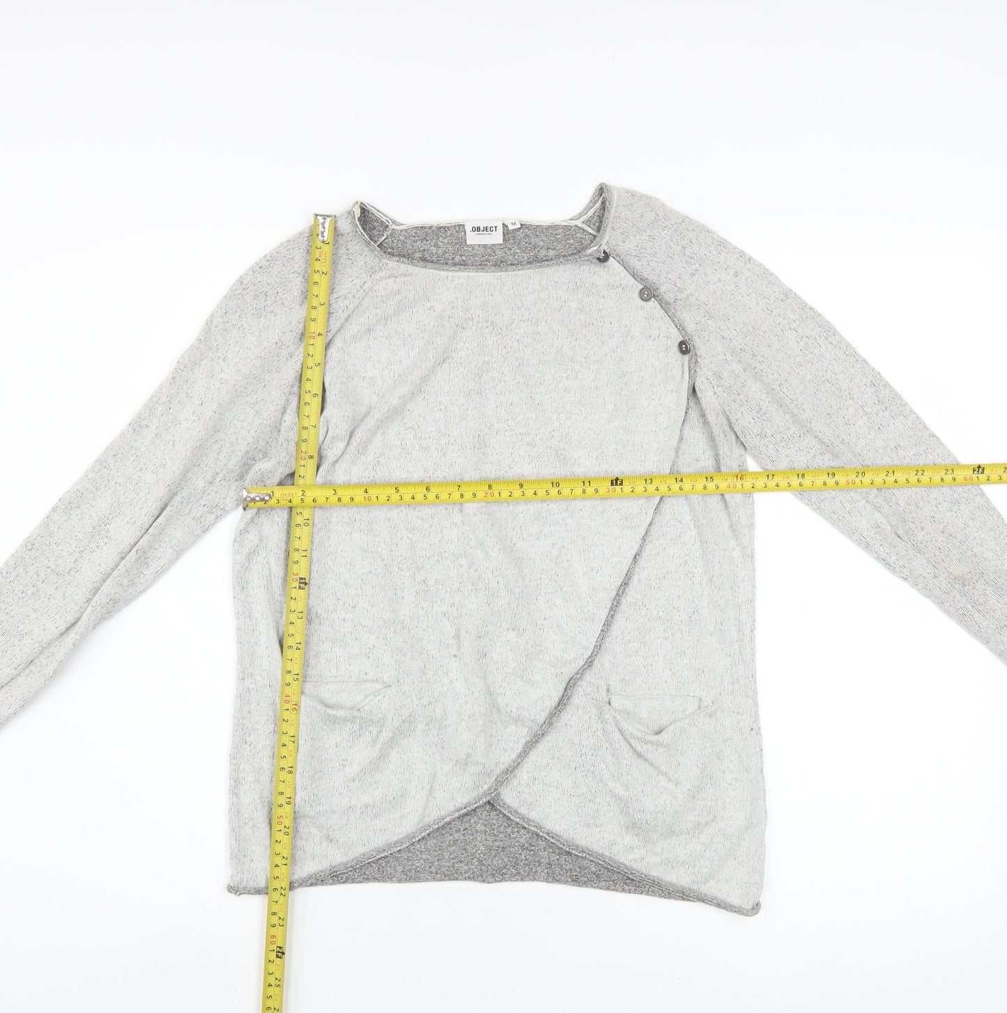 Object Women Grey Wrap Sweatshirt Medium Lyocell Cotton Blend
