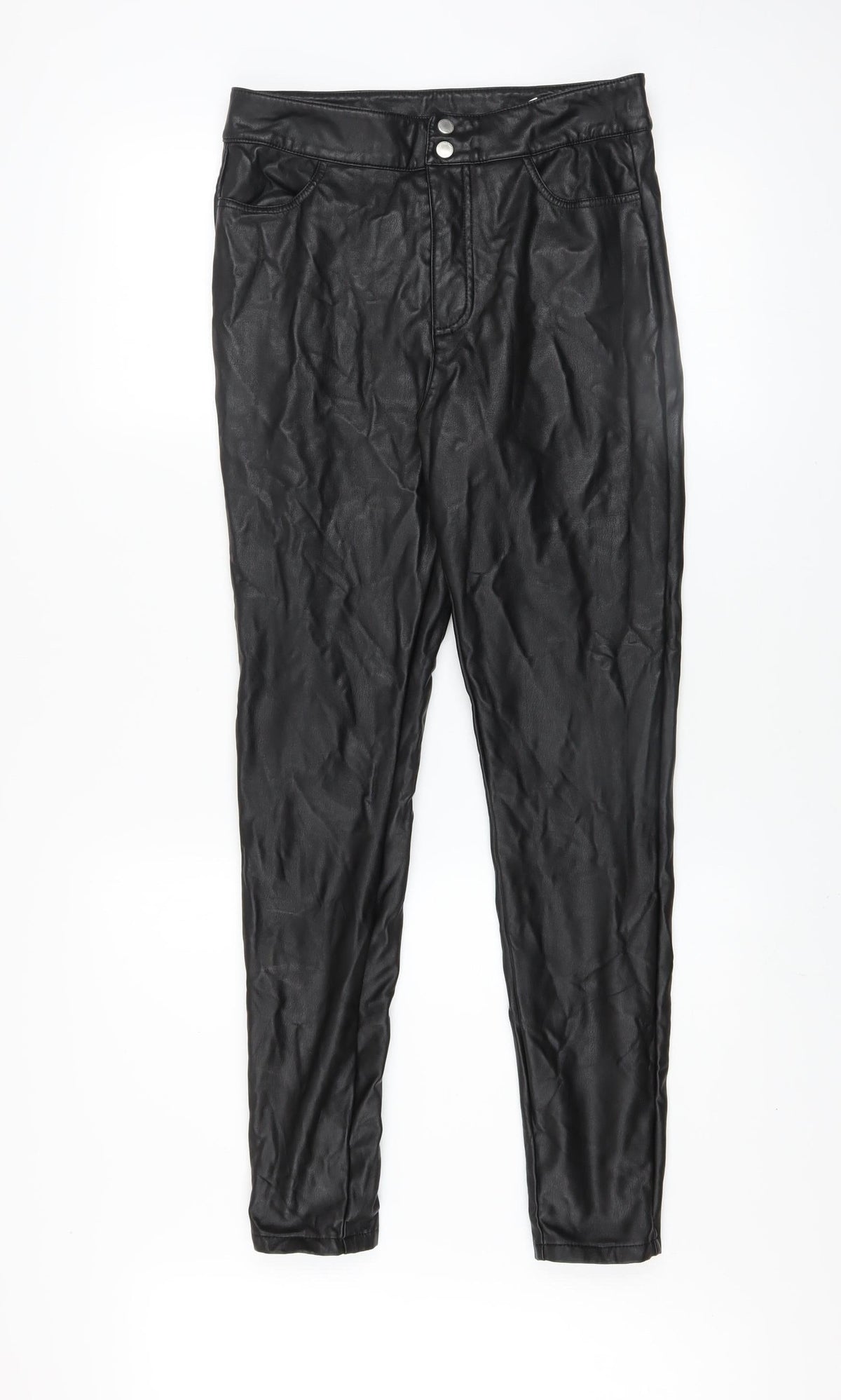 ONLY Womens Black Faux Leather High Rise Skinny Leggings M