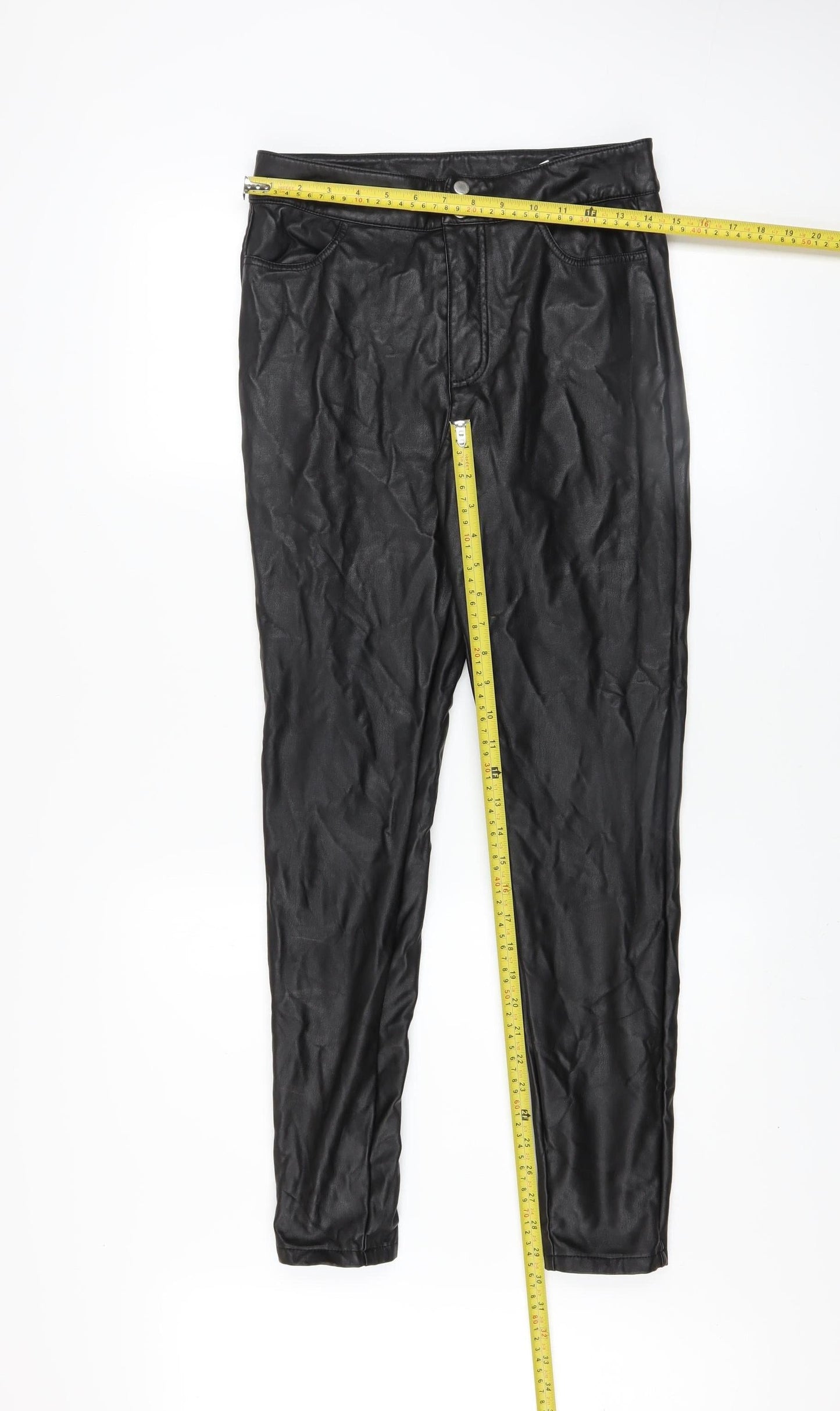 ONLY Womens Black Faux Leather High Rise Skinny Leggings M