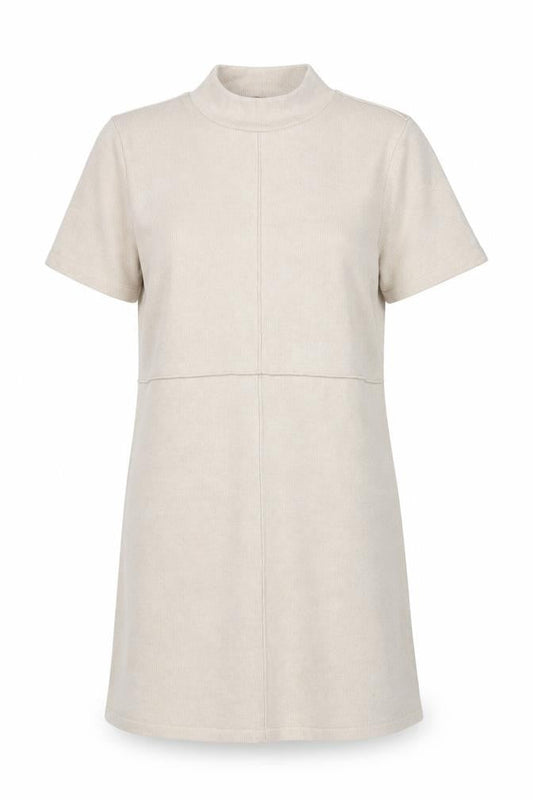 V by Very Women Beige Knee Length Shift Dress Size 12 Short Sleeve