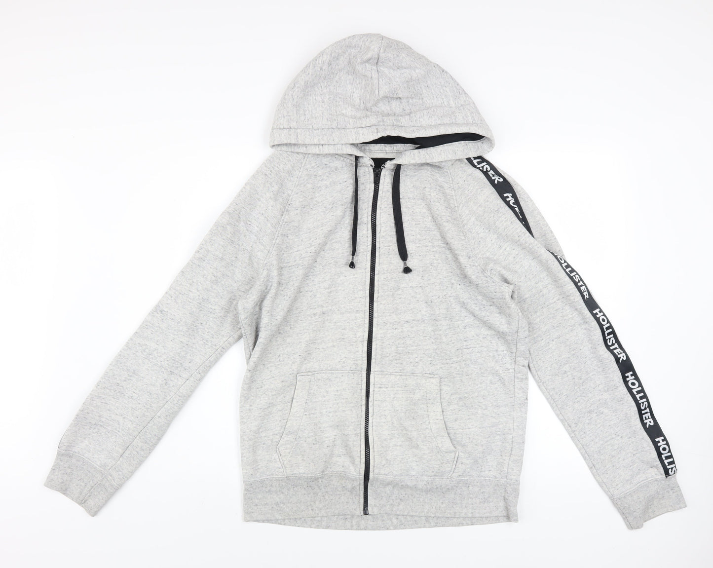 Hollister Men Grey Full Zip Hoodie Medium Cotton Blend