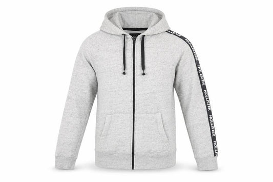 Hollister Men Grey Full Zip Hoodie Medium Cotton Blend