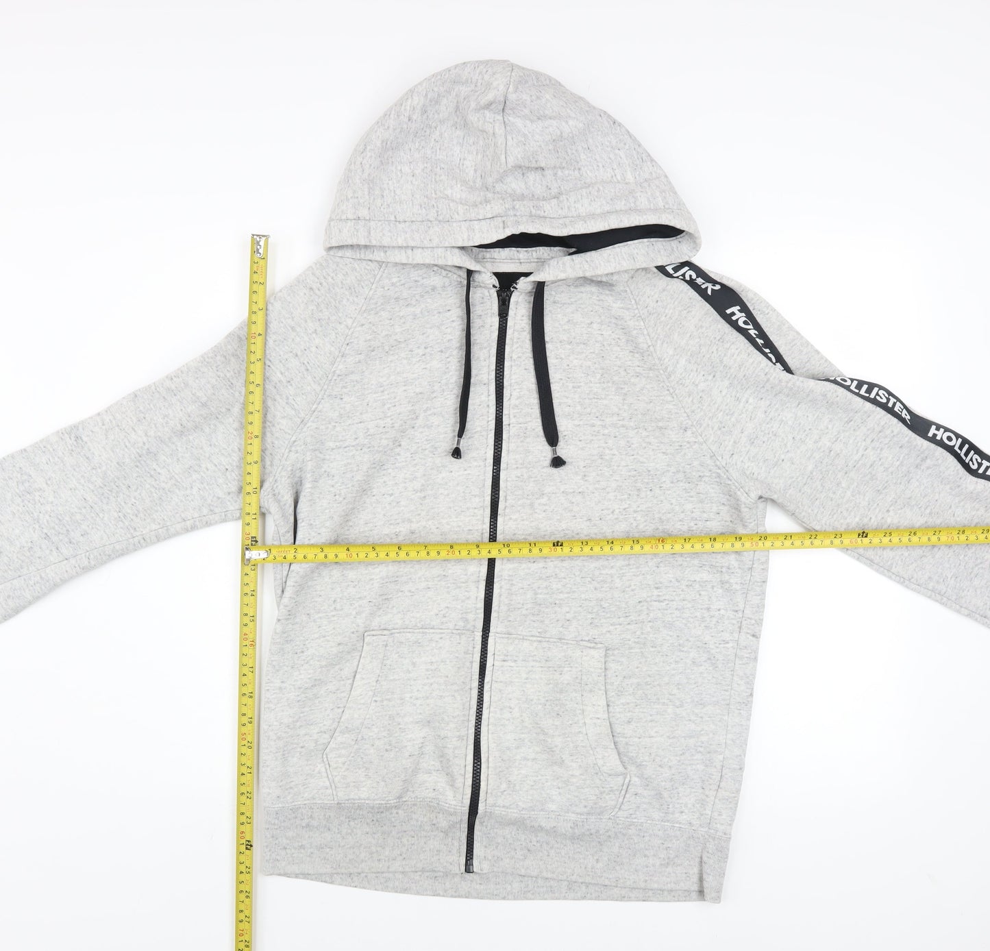 Hollister Men Grey Full Zip Hoodie Medium Cotton Blend