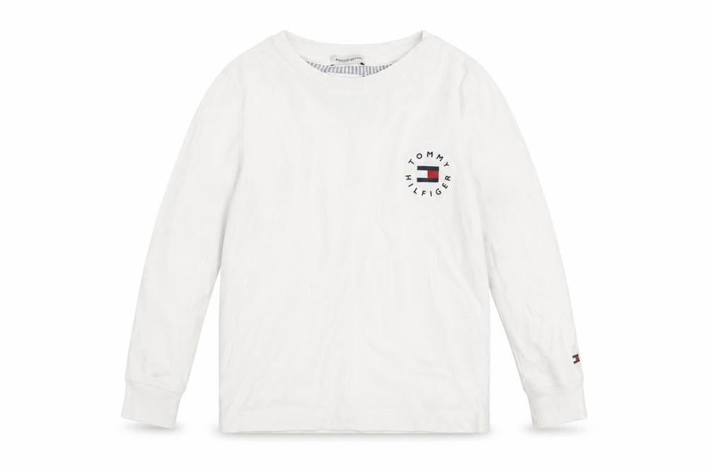 Tommy Hilfiger Boys White Long Sleeve Cotton Logo T-Shirt 4 Years
