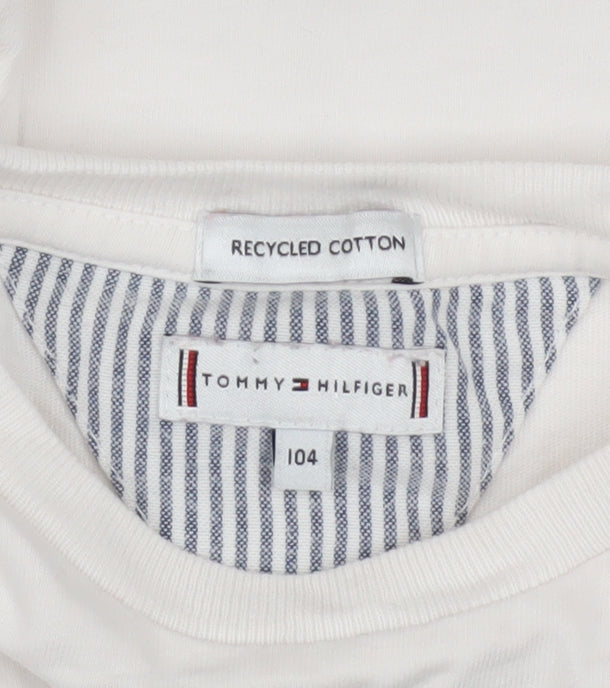 Tommy Hilfiger Boys White Long Sleeve Cotton Logo T-Shirt 4 Years