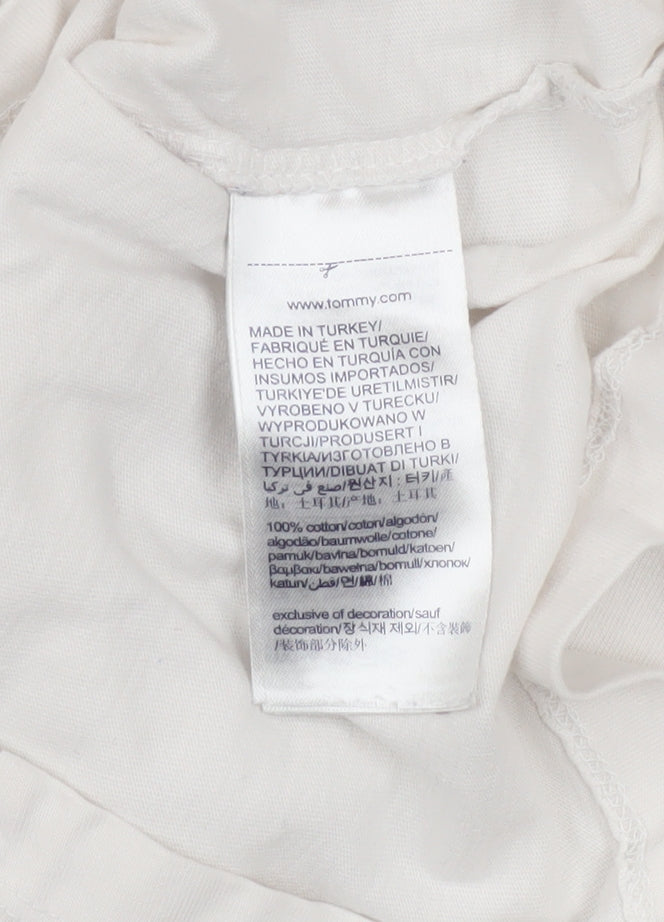 Tommy Hilfiger Boys White Long Sleeve Cotton Logo T-Shirt 4 Years
