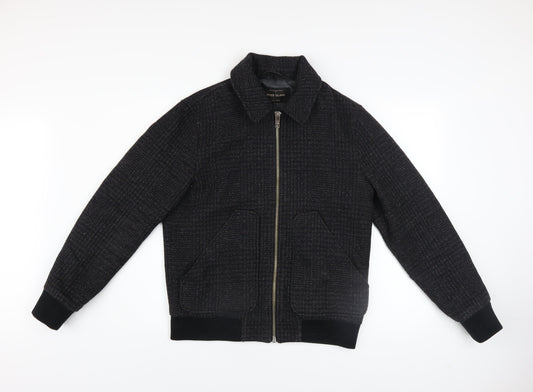 River Island Men’s Black Wool Blend Bomber Jacket Size S