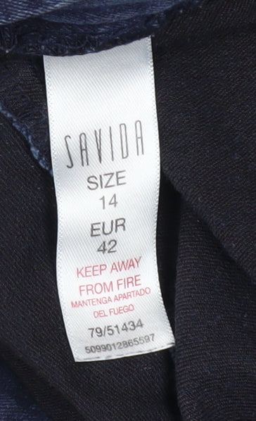 Savida Women Blue Skinny Mid Rise Stretch Jeans Size 14