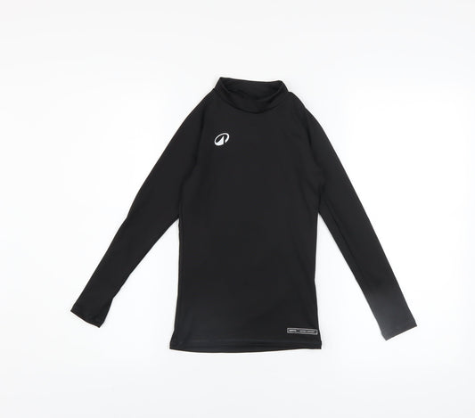 Decathlon Boys Black Long Sleeve Athletic Mock Neck Top 8-9 Years