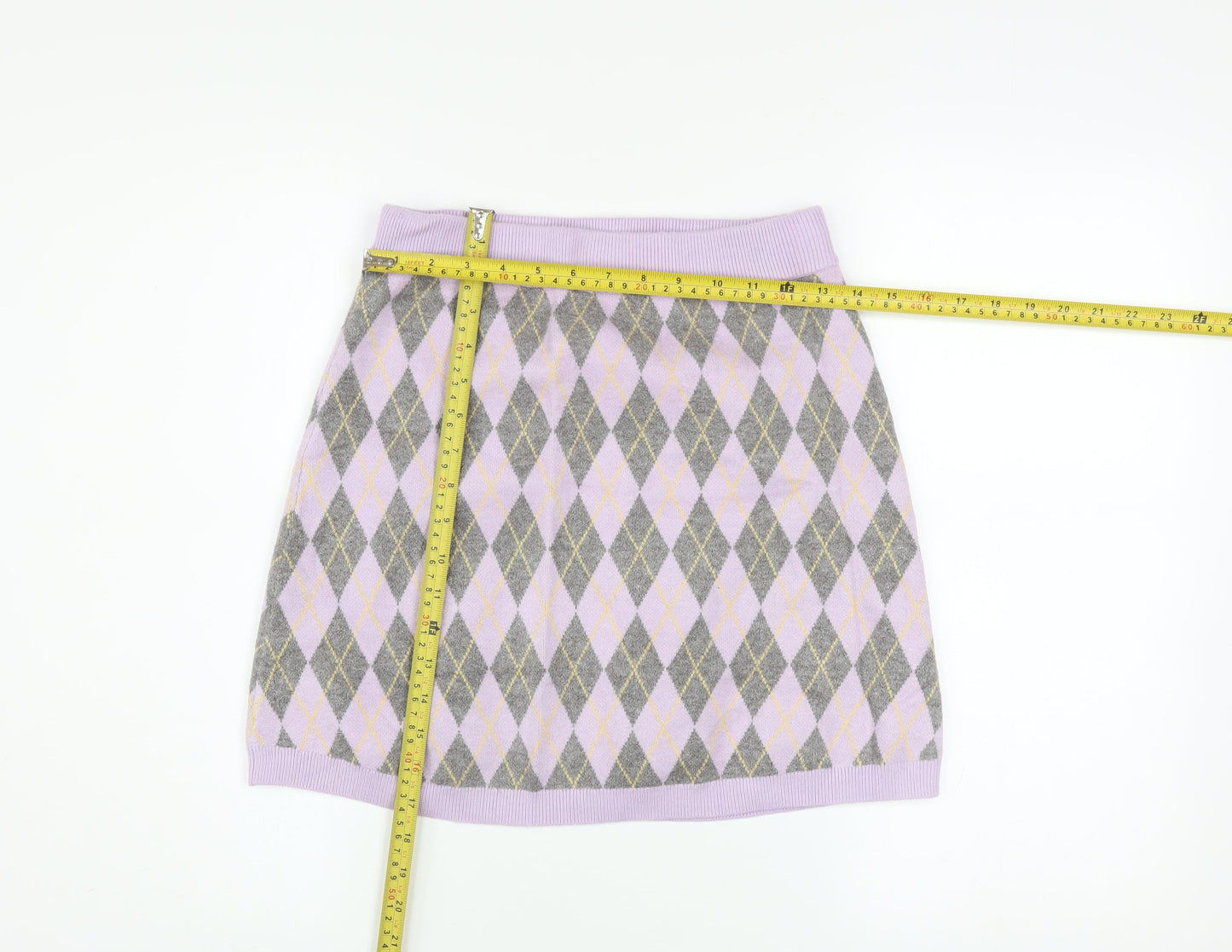 Primark Girls Purple Argyle Knit A-Line Short Skirt 13-14 Years