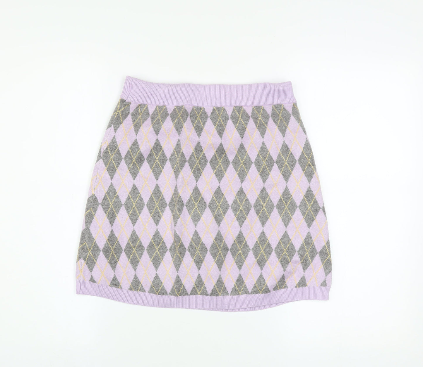 Primark Girls Purple Argyle Knit A-Line Short Skirt 13-14 Years