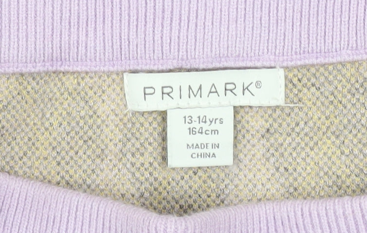 Primark Girls Purple Argyle Knit A-Line Short Skirt 13-14 Years