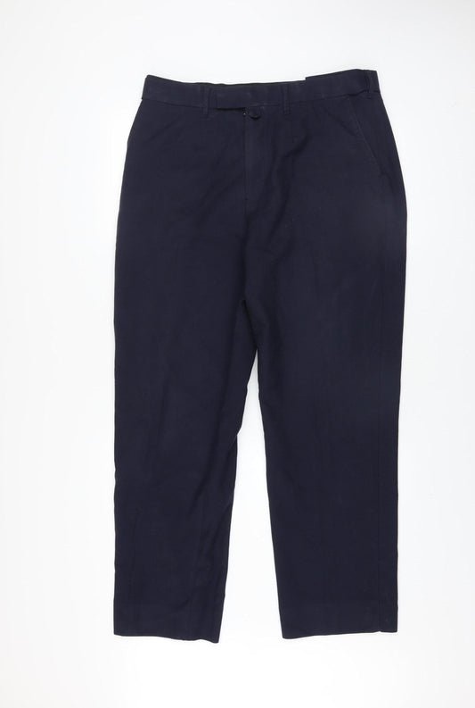 Vard Men’s Blue 36 Regular Fit Wool Blend Dress Trousers
