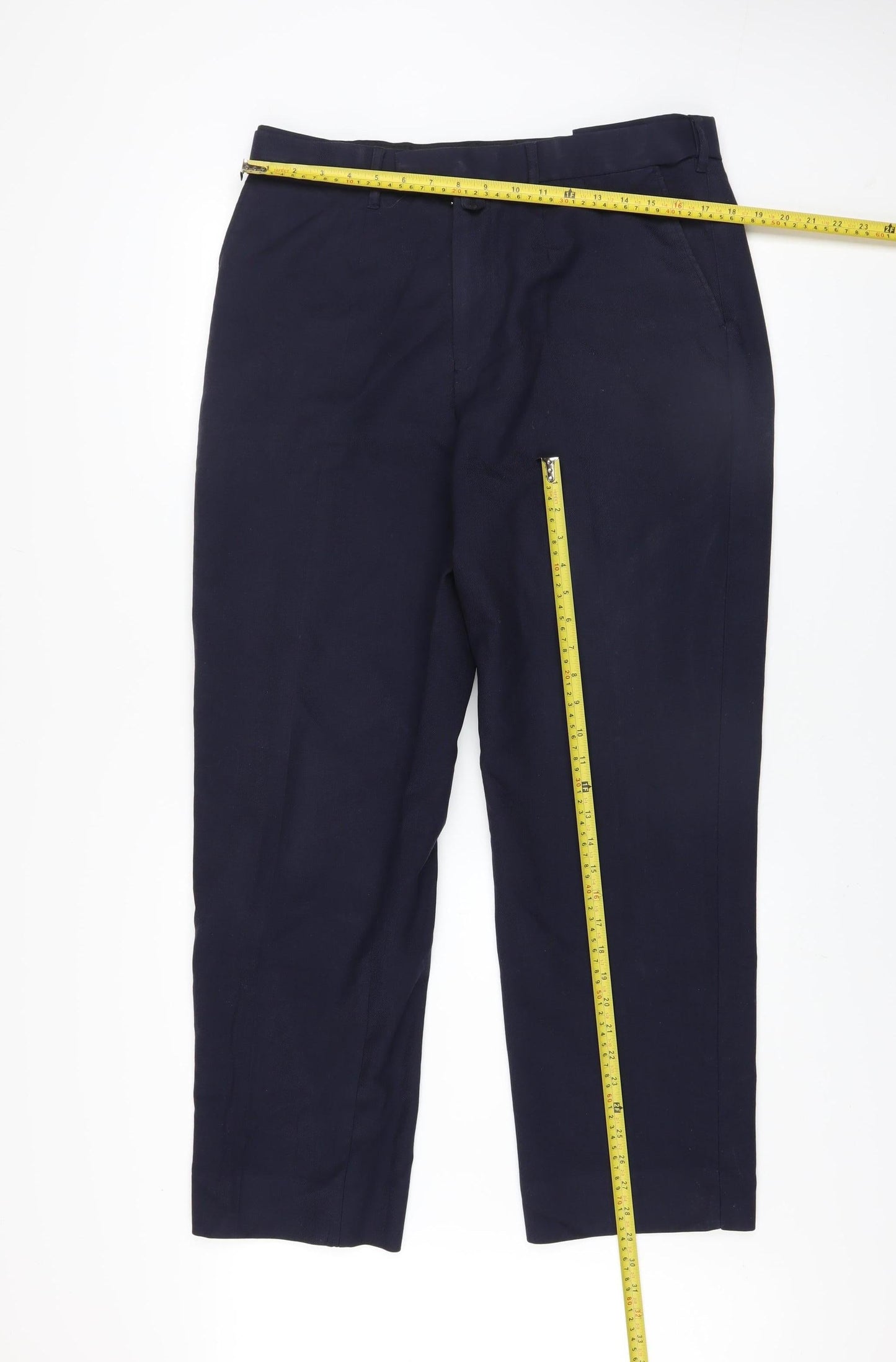 Vard Men’s Blue 36 Regular Fit Wool Blend Dress Trousers