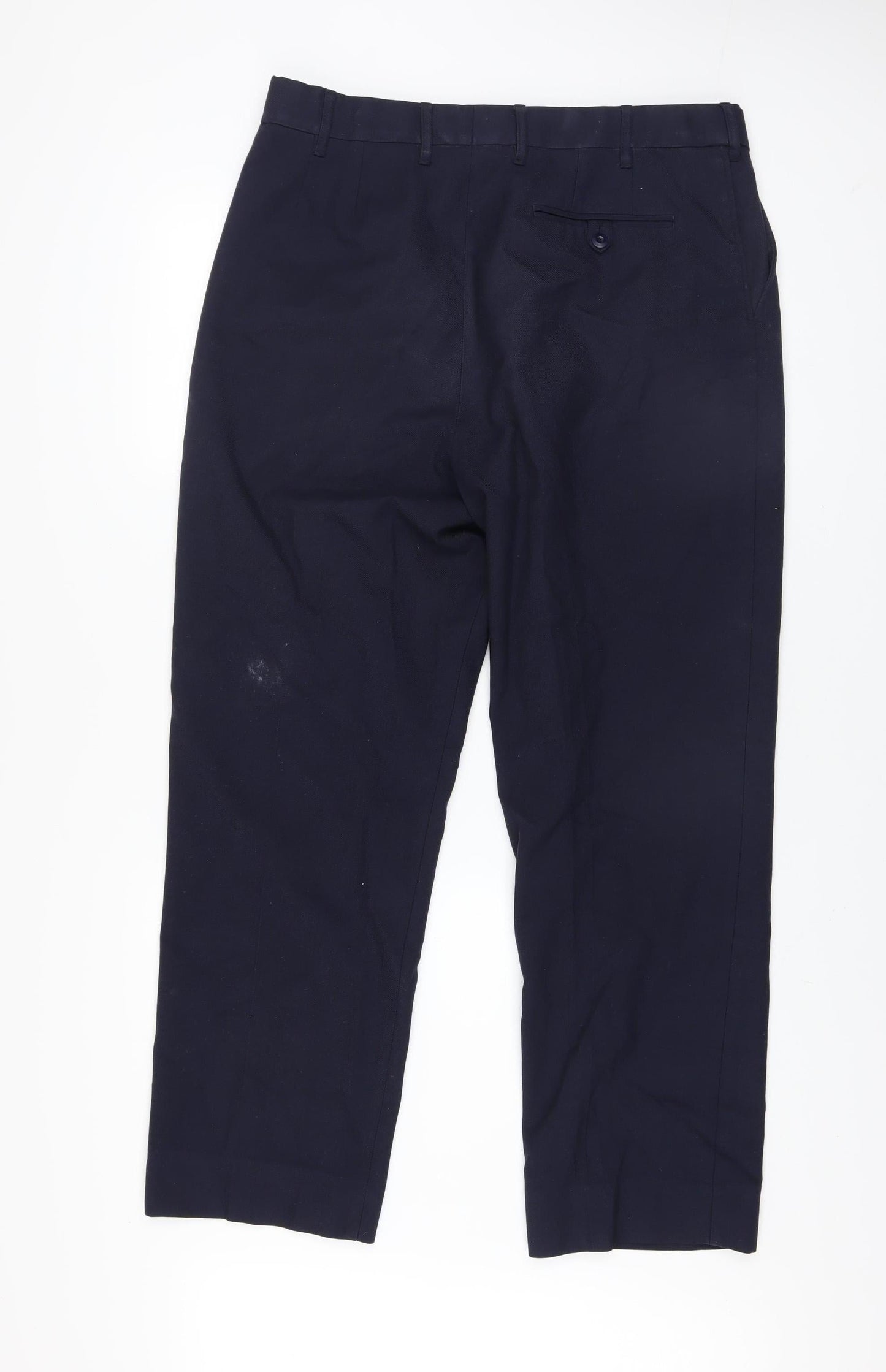 Vard Men’s Blue 36 Regular Fit Wool Blend Dress Trousers
