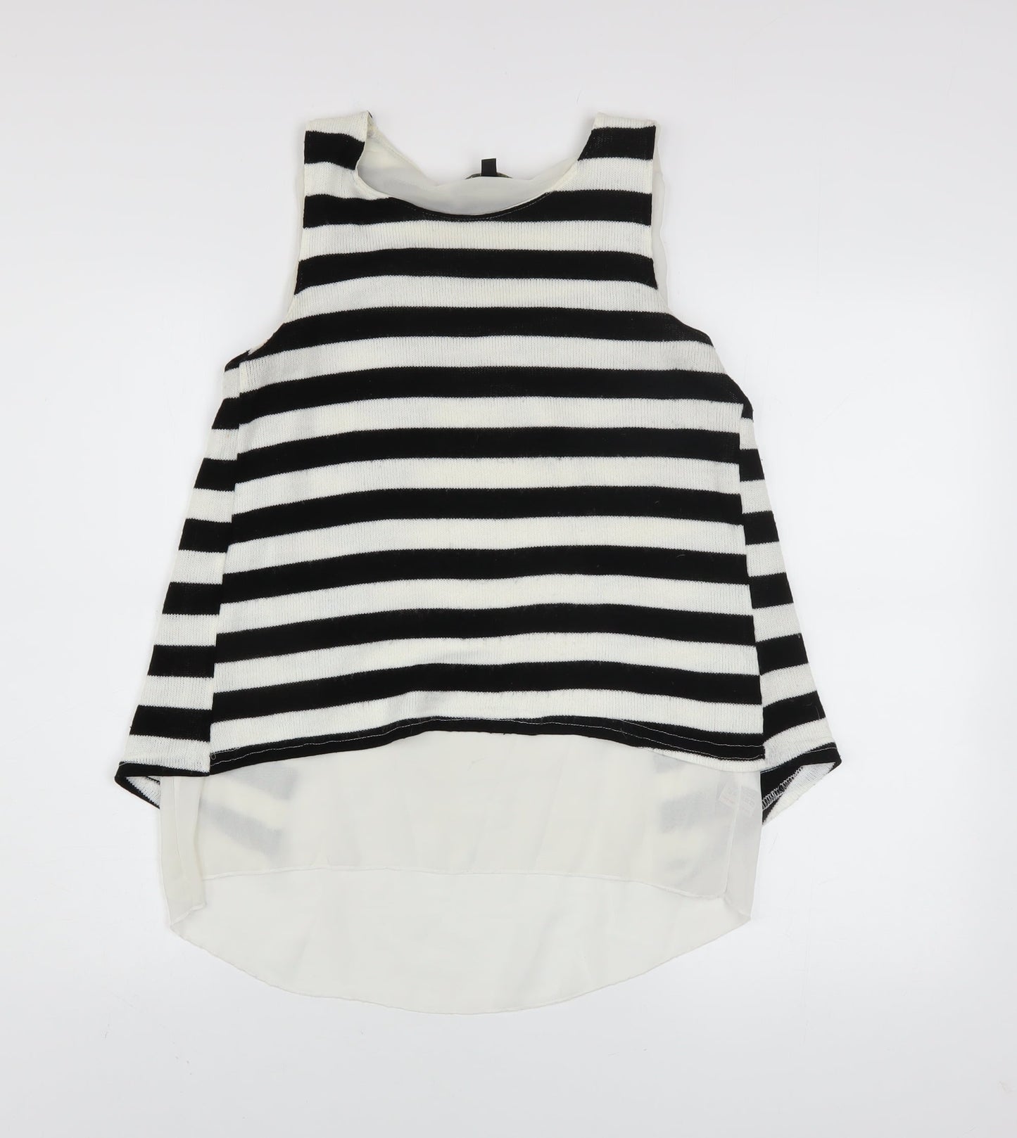 QED London Women's Black White Striped Sleeveless Top UK 12