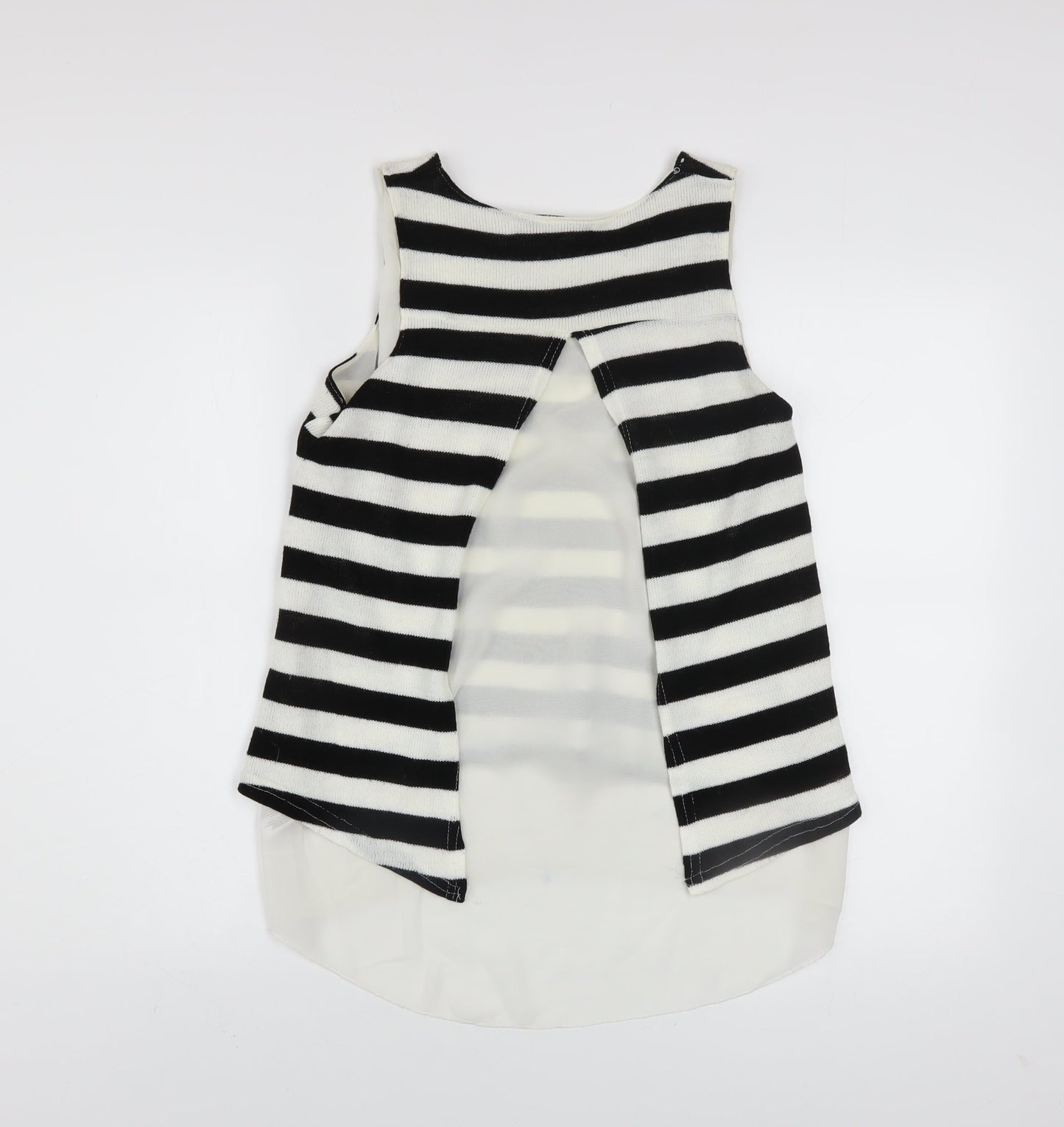 QED London Women's Black White Striped Sleeveless Top UK 12