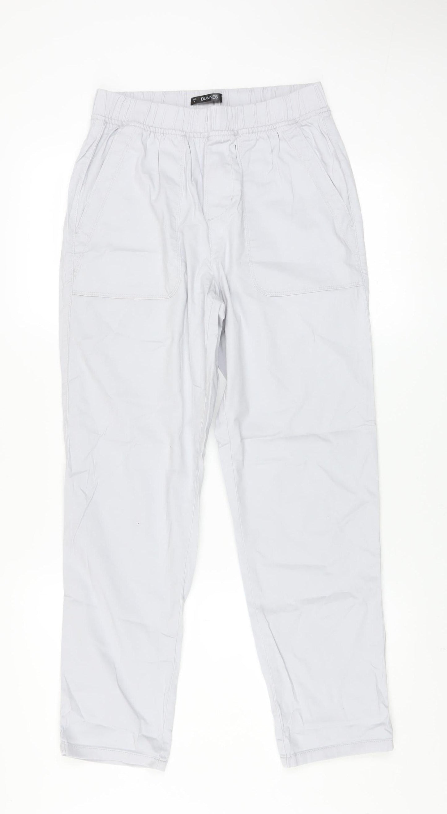 Dunnes Men's Grey Cotton Blend Chino Trousers Size S Elastic Waist