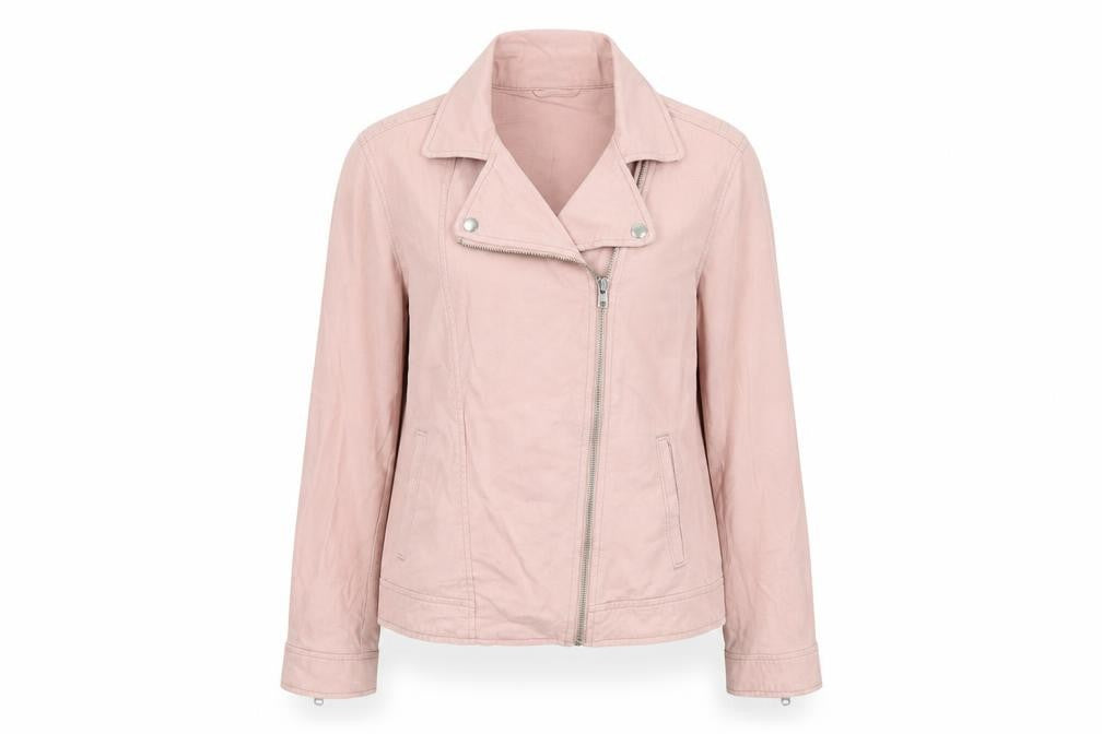 Old Navy Women Pink Cotton Blend Biker Jacket Size M