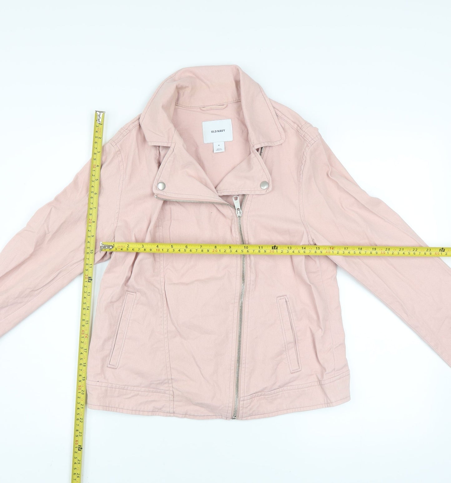 Old Navy Women Pink Cotton Blend Biker Jacket Size M