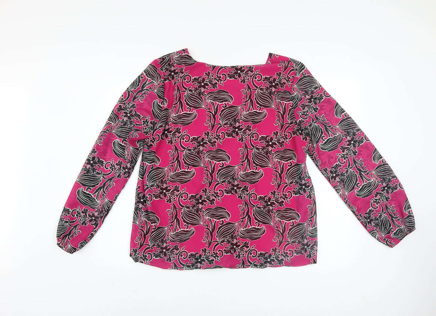 Pala D’Oro Women’s Pink Floral Blouse Long Sleeve XL Polyester Blend