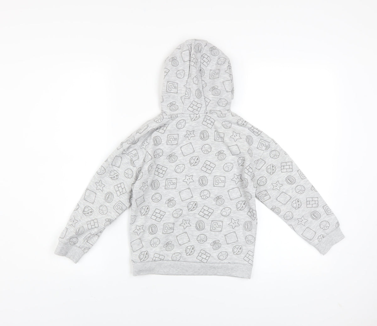 Super Mario Boys Grey Hoodie 6-7 Years Pullover Fleece Graphic Print