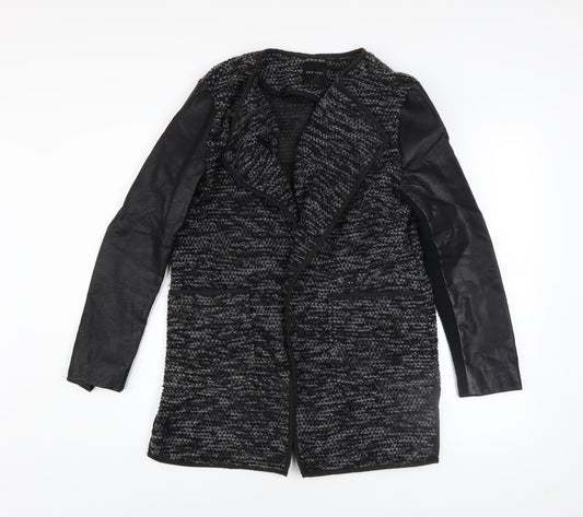 New Look Women’s Grey Faux Leather Sleeve Coatigan Size 12