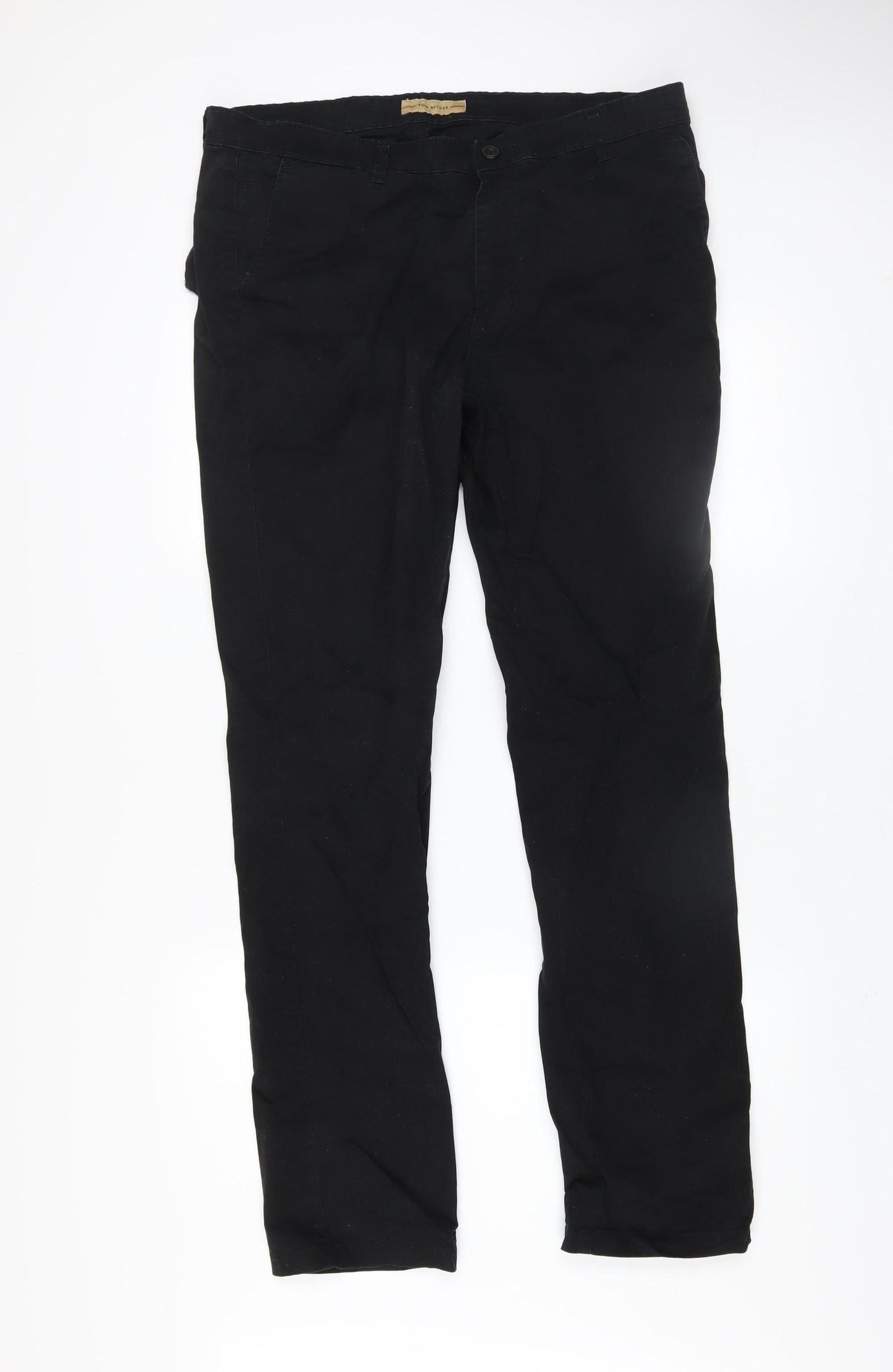 Tom Becker Men's Black Cotton Chino Trousers Size 36 Regular