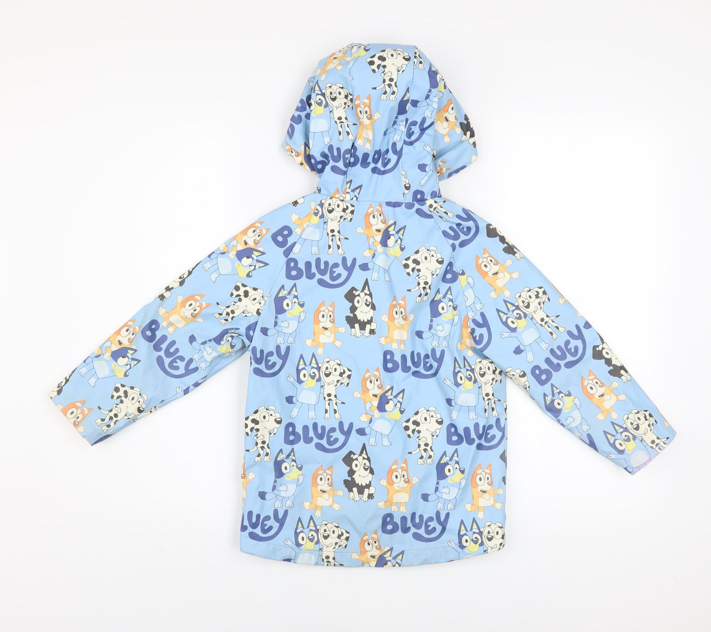 Bluey Boys Blue Hooded Rain Coat Jacket 5-6 Years Waterproof Lined